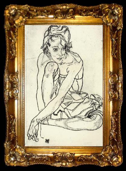 framed  Egon Schiele Squatting Woman, ta009-2